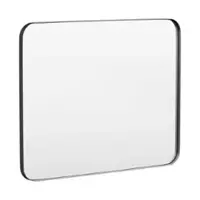 LOVMOR - 40 in. W x 32 in. H Tempered Glass Rounded Rectangle Framed Wall-Mounted Bathroom Vanity Mirror in Black - Black - Angle_Zoom