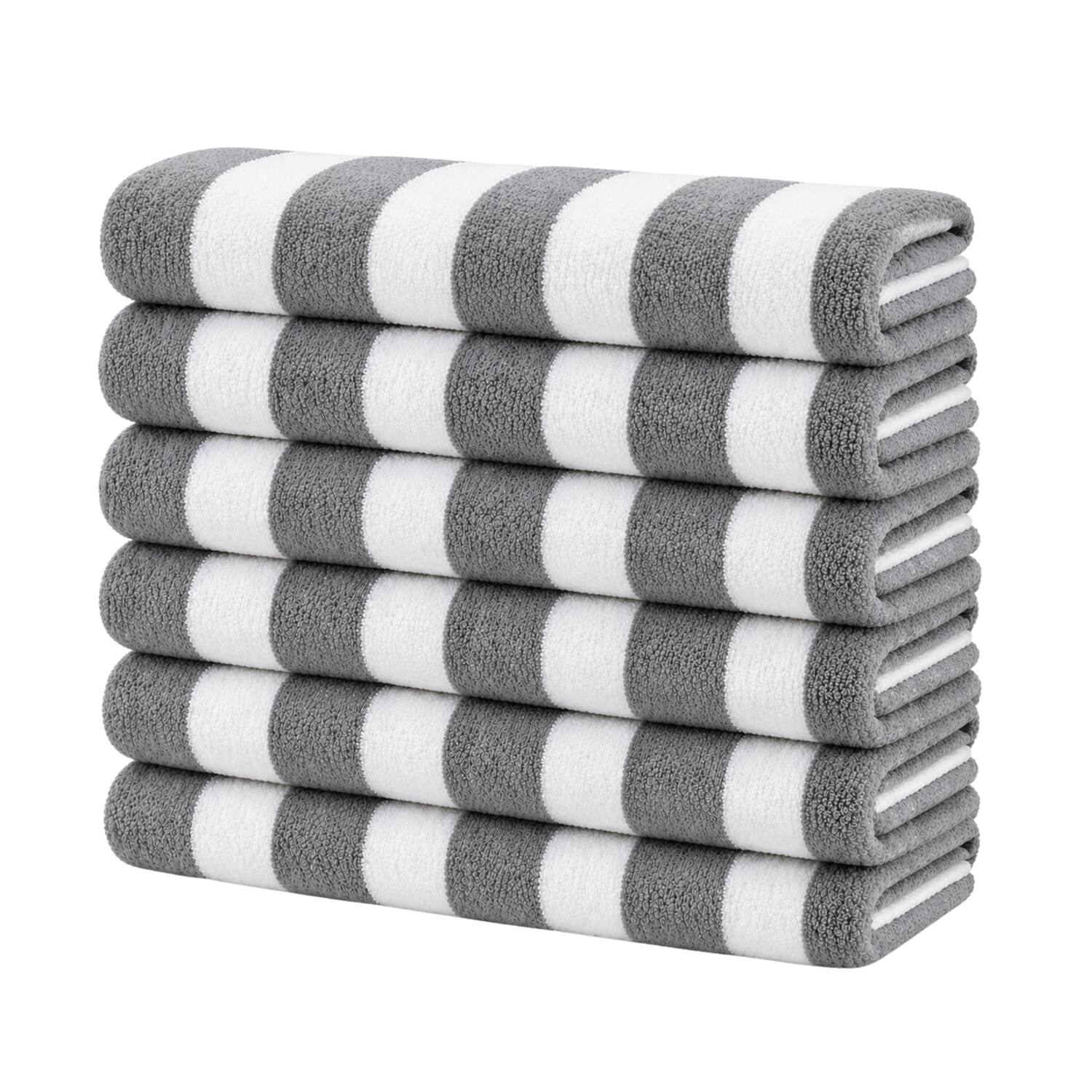 Front. Plazatex - Plazatex Terry Cabana 80% Cotton 20% Polyester Oversized 6 Pack Beach Bath Towel 36" x 66" Grey - Grey.