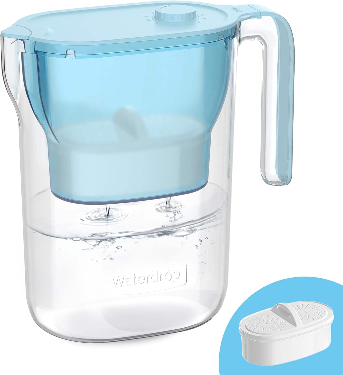 Front. Waterdrop - Waterdrop WD-PT-05B-L Water Filter Pitcher, 200-Gallon Long-Life - Blue.