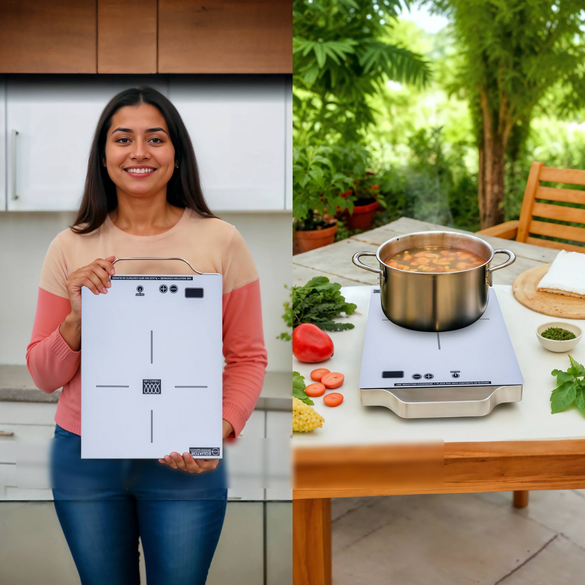 Alt View 8. Equator - Equator 11" Portable 1 Burner Induction Electric Cooktop LIGHT Aluminum Handle | 6 Heat Levels 110V - Silver.