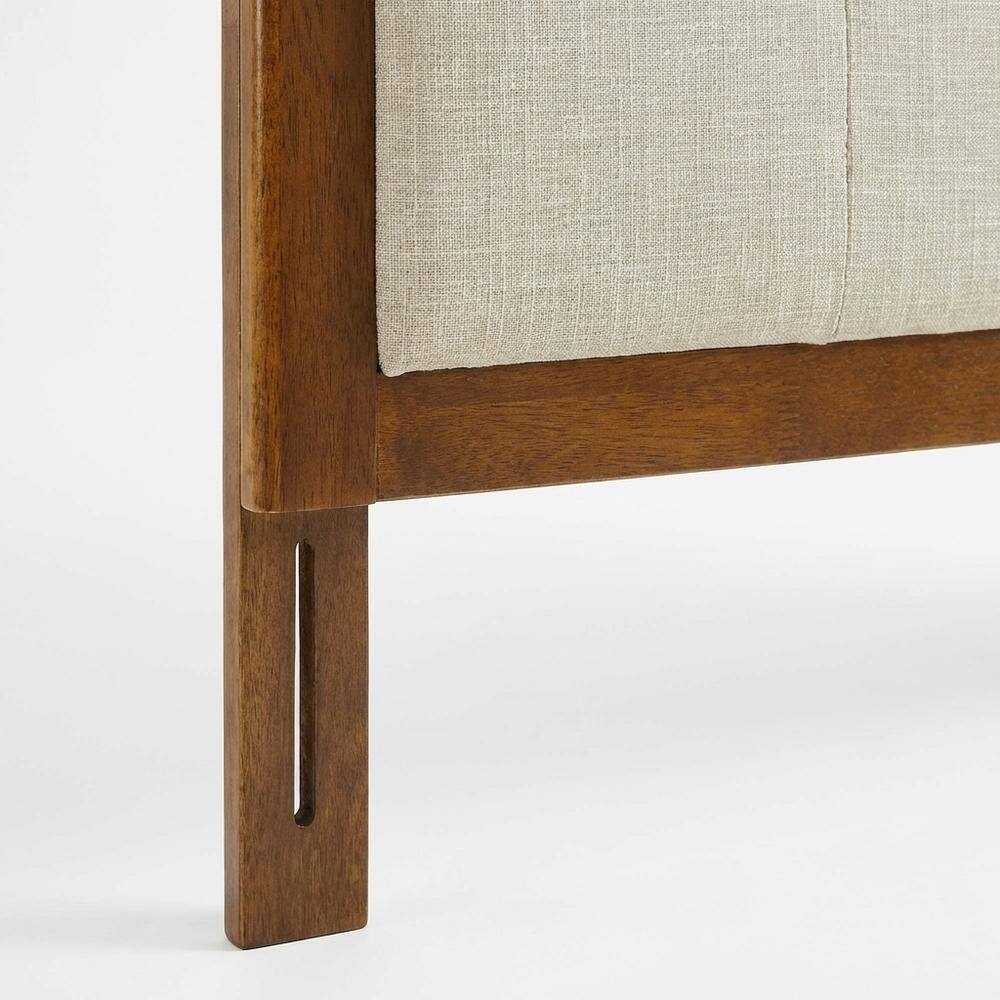 Alt View 1. FurniFact - Tufted Fabric King Headboard with Wooden Frame and Elegant Design - Brown.