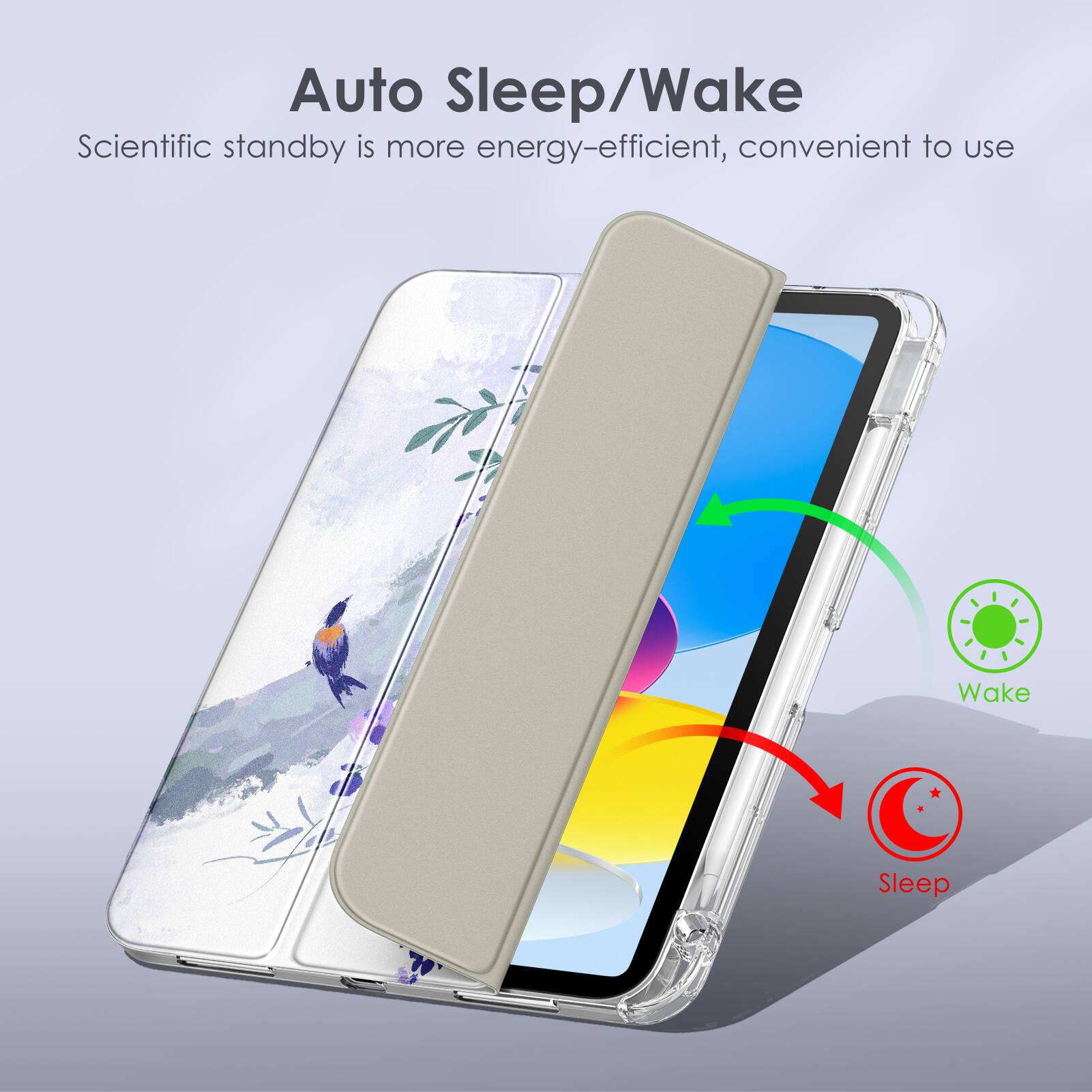 Auto Sleep/Wake  
Scientific standby is more energy-efficient, convenient to use  

Wake  
Sleep