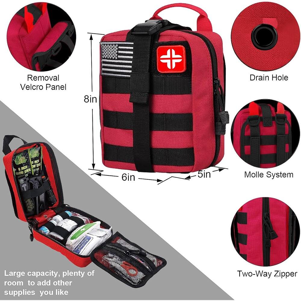 Removal Velcro Panel  
8in  
Drain Hole  
Molle System  
5in  
6in  
Two-Way Zipper  

Large capacity, plenty of room to add other supplies you like