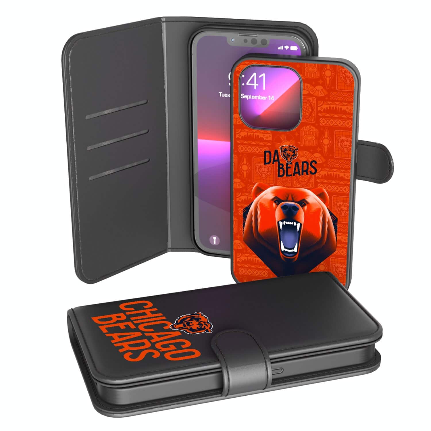 Keyscaper - NFL - Chicago Bears iPhone Wallet Case - 13 - Black