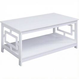FurniFact - Coffee Table with Shelf MDF Construction Multiple Finishes Available - White