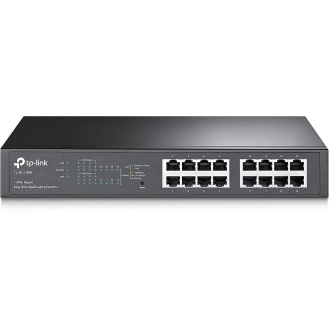 TP-Link - TL-SG1016PE - 16-Port Gigabit Easy Smart PoE Switch with 8-Port PoE+ - Limited Lifetime Protection - Easy Smart - Unknown