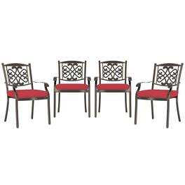 Mondawe - 4-Piece Cast Alu Dining Chairs - Black+Red
