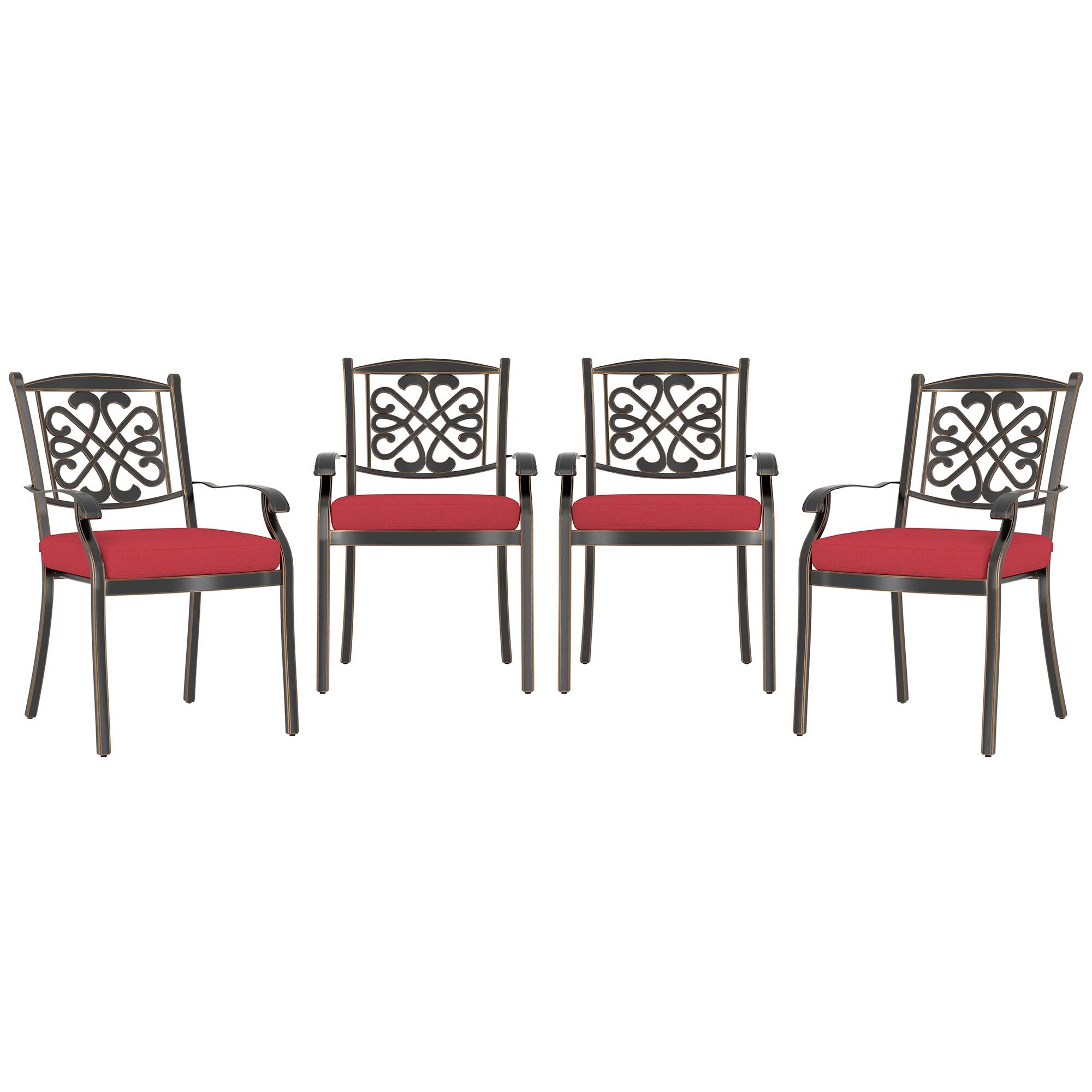 Front. Mondawe - 4-Piece Cast Alu Dining Chairs - Black+Red.