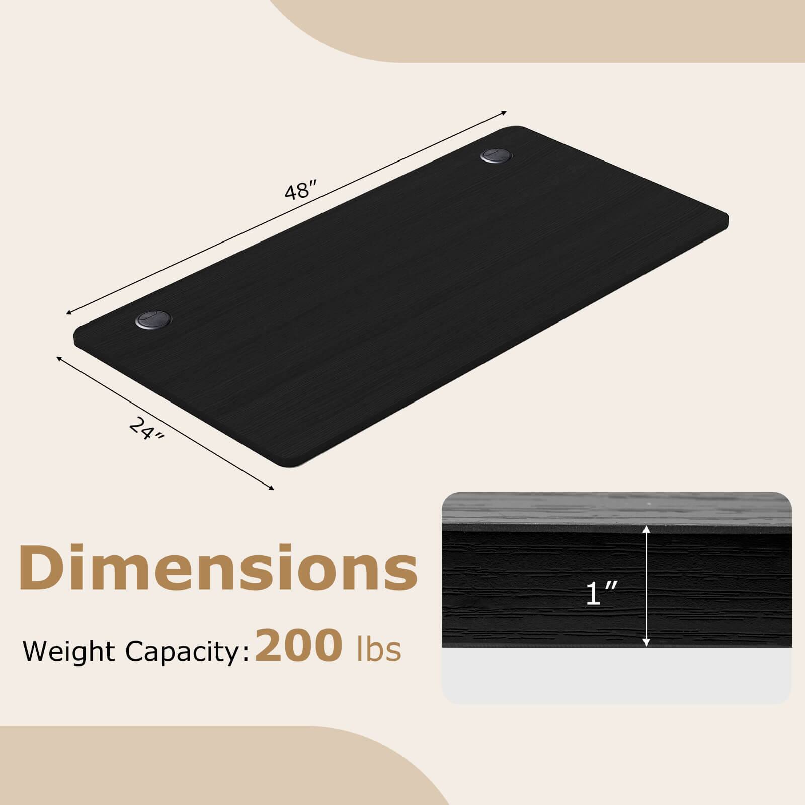 48" x 24" Dimensions  
Weight Capacity: 200 lbs  
1"