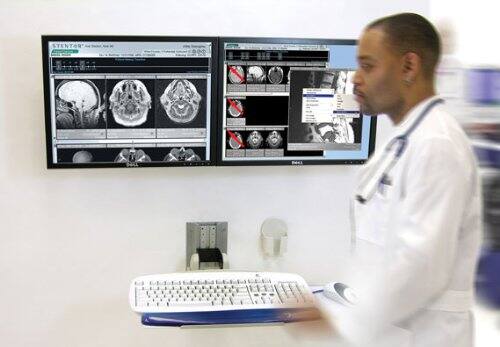 Alt View 2. Ergotron - Dual Monitor VESA Wall Mount, Fits 2 Monitors 24-inch, 25 lb Each, 75x75/100x100 VESA, 26-inch Wall Track - Black.