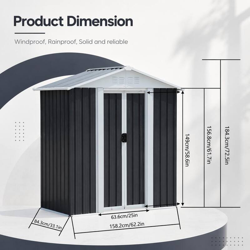 Product Dimension  
Windproof, Rainproof, Solid and reliable  
84.3cm/33.1in  
63.6cm/25in  
158.2cm/62.2in  
149cm/58.6in  
156.8cm/61.7in  
184.3cm/72.5in