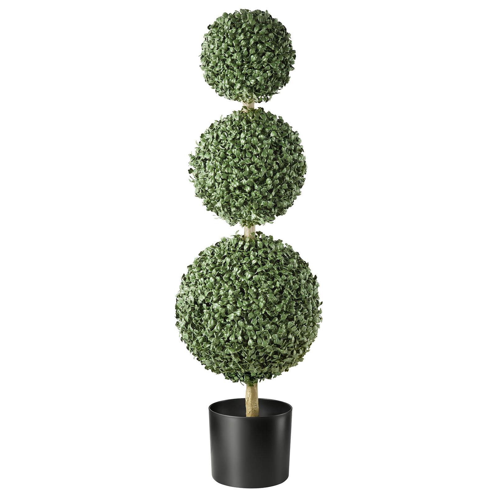 Alt View 5. VEVOR - Artificial Boxwood Topiary Triple Ball 3 Ft Set of 2 Greenery Decor, Premium PE Fake Trees, Year-Round Indoor - Green.