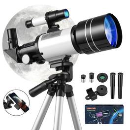 Sugift - Telescope 70mm Aperture 300mm AZ Mount Telescope with Stand and Phone Adapter for Kids, Adults and Beginners - White
