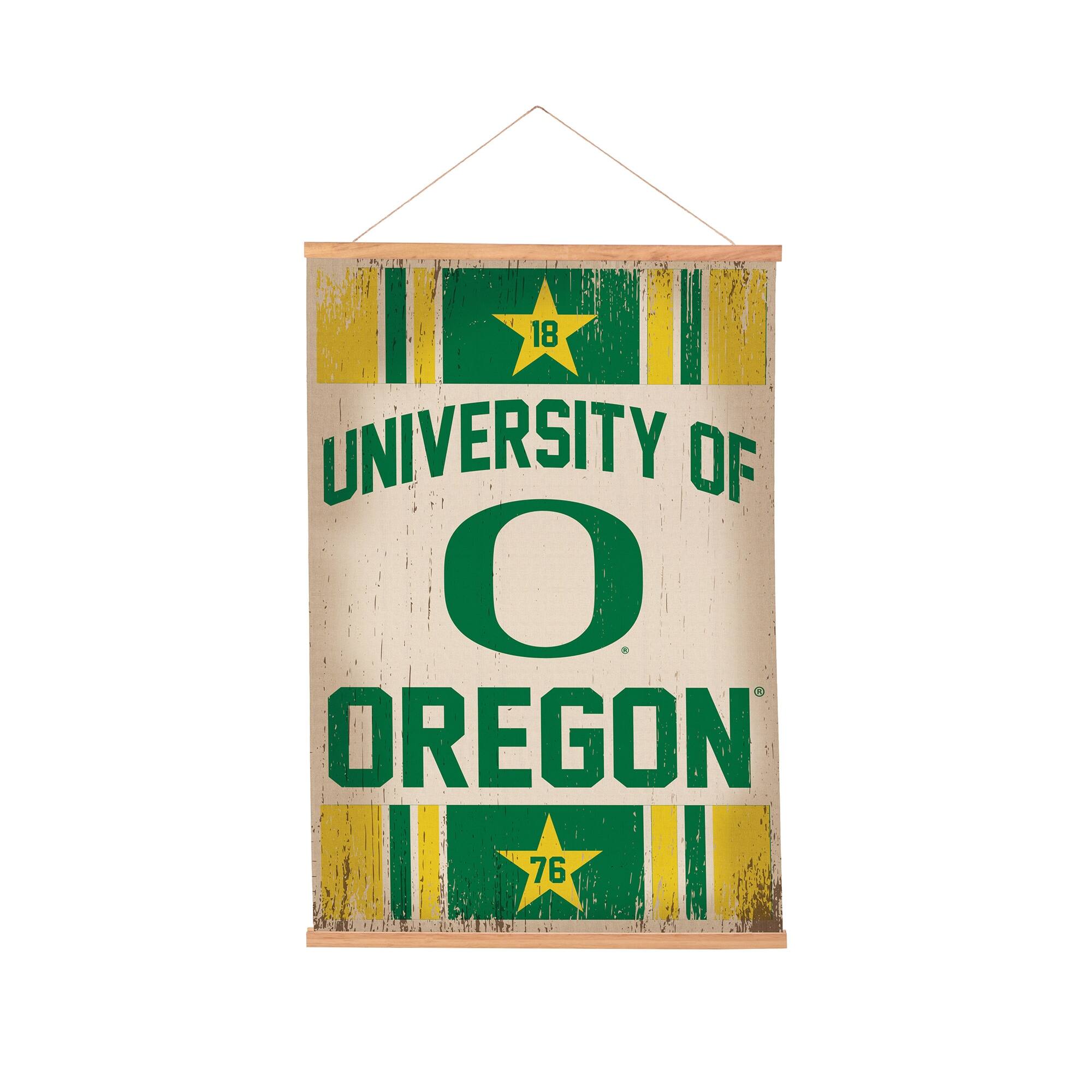 Oregon Ducks 24" x 36" Antique Style Canvas Wall Art Tapestry with Wood Frame