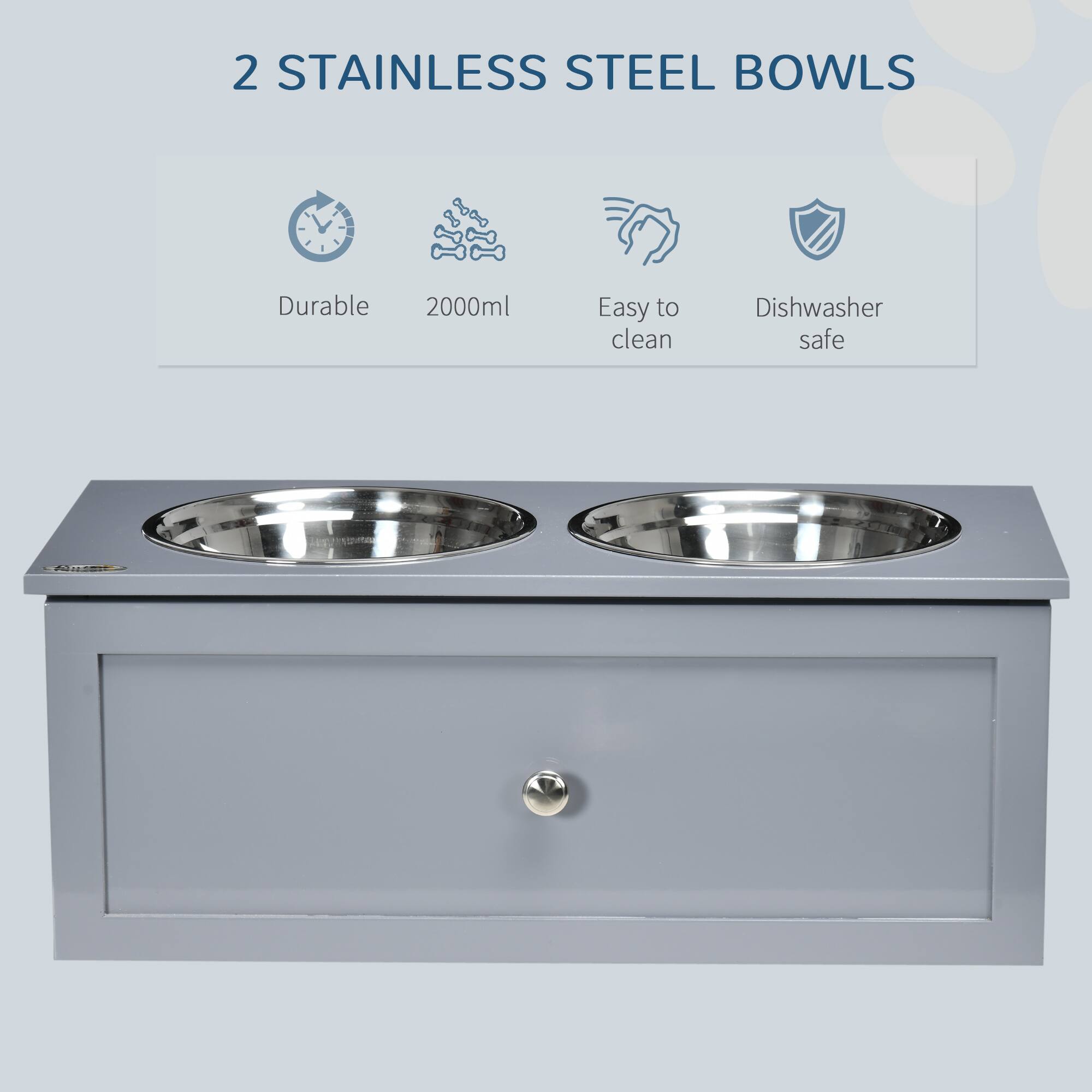 2 STAINLESS STEEL BOWLS

- Durable
- 2000ml
- Easy to clean
- Dishwasher safe