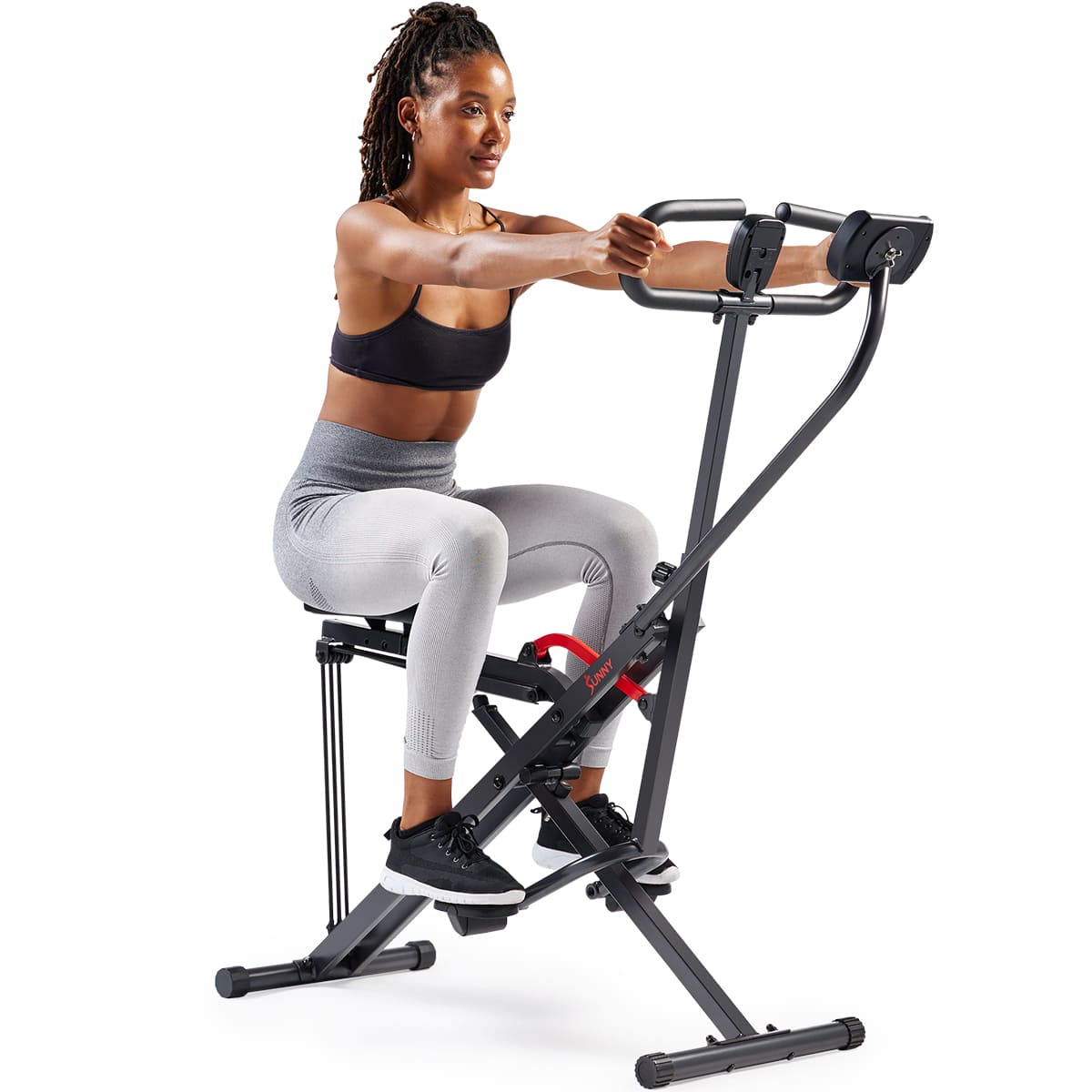 Sunny Health & Fitness - Smart Upright Row-N-Ride® Squat Assist Trainer Machine - Black