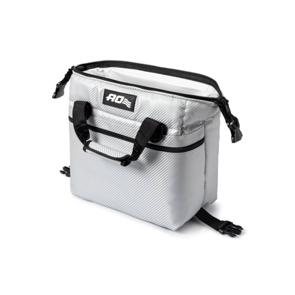 Angle. AO Coolers - AO Coolers Carbon Series Leakproof 12 Pack Cooler (Silver) for Food and Drinks - Silver.