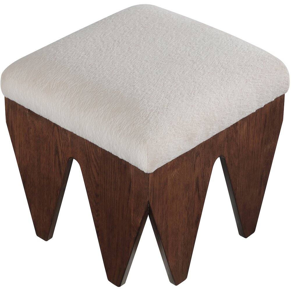 Alt View 3. Meridian Furniture - Altair Beige Velour Fur Fabric Bench - Beige.