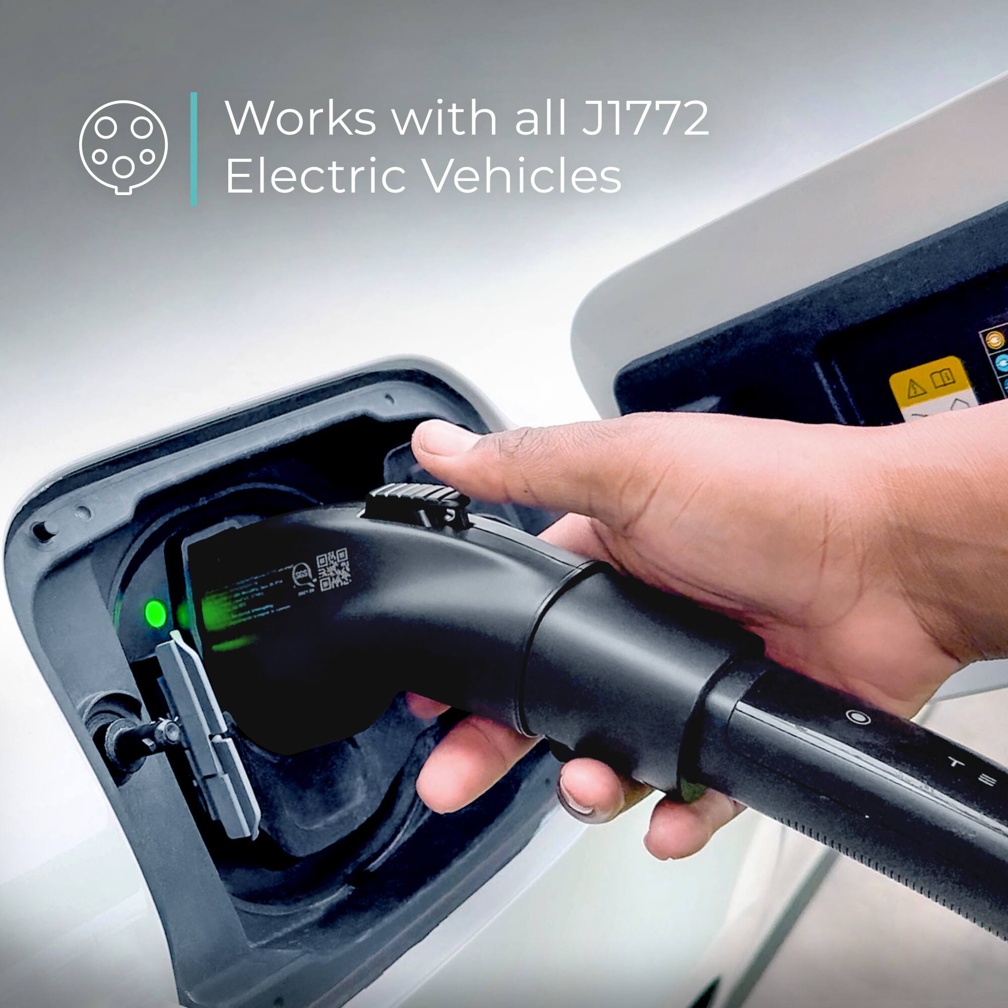 Works with all J1772 Electric Vehicles