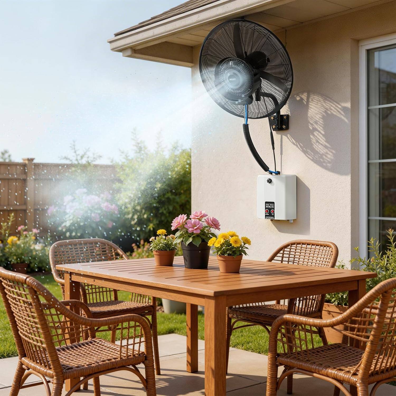Alt View 8. Winado - 20inch Wall Mount Misting Fan with BLDC Motor, High Velocity Industrial Wall Mounted Mist Fan with 4 Speed, Water Tank - Black and White.