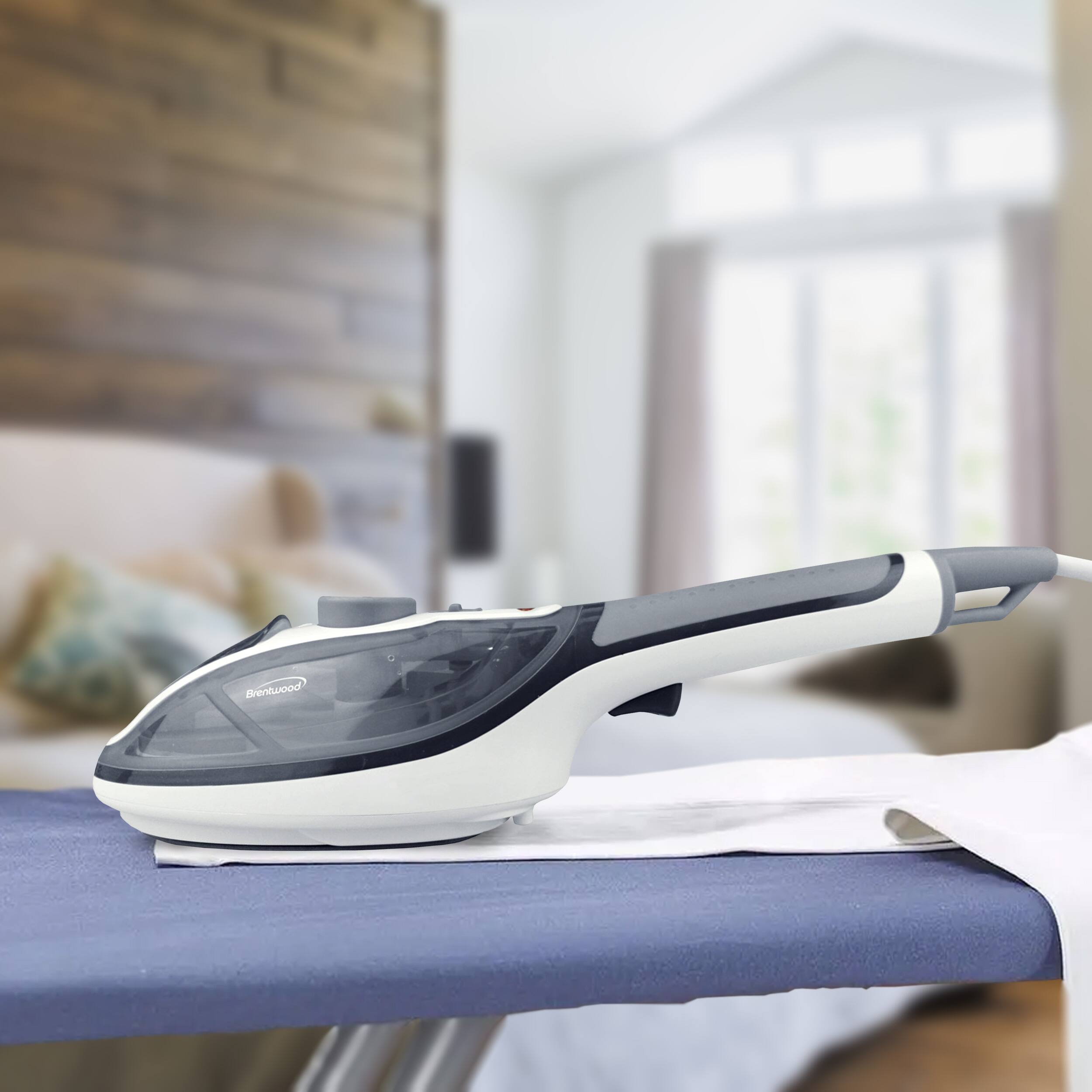 Left. Brentwood - Brentwood Nonstick Handheld Clothes Steamer and Iron - White.