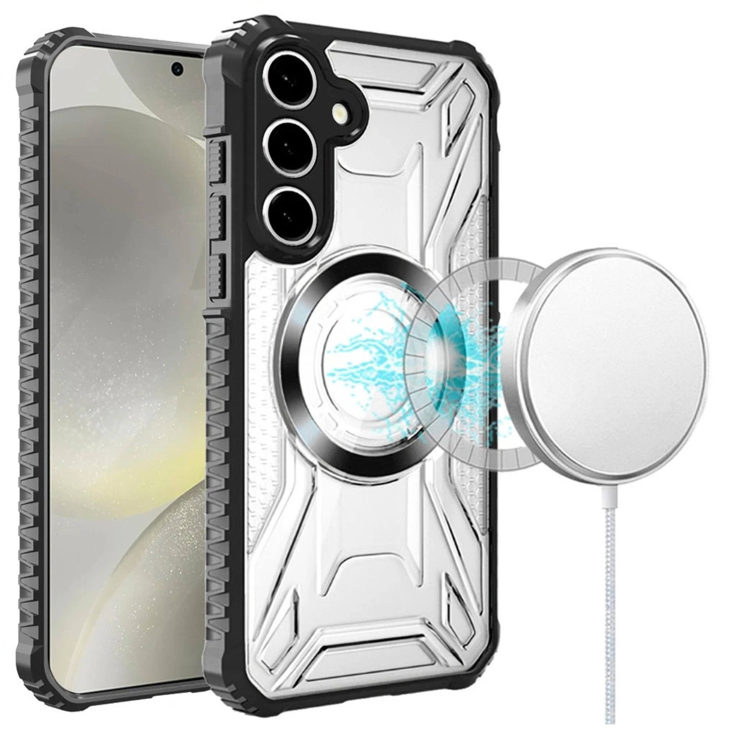 Front. Kitcheniva - Magnetic Circle Shockproof Case With Tempered Glass For Samsung S25 Plus S24 Plus Black - Black.