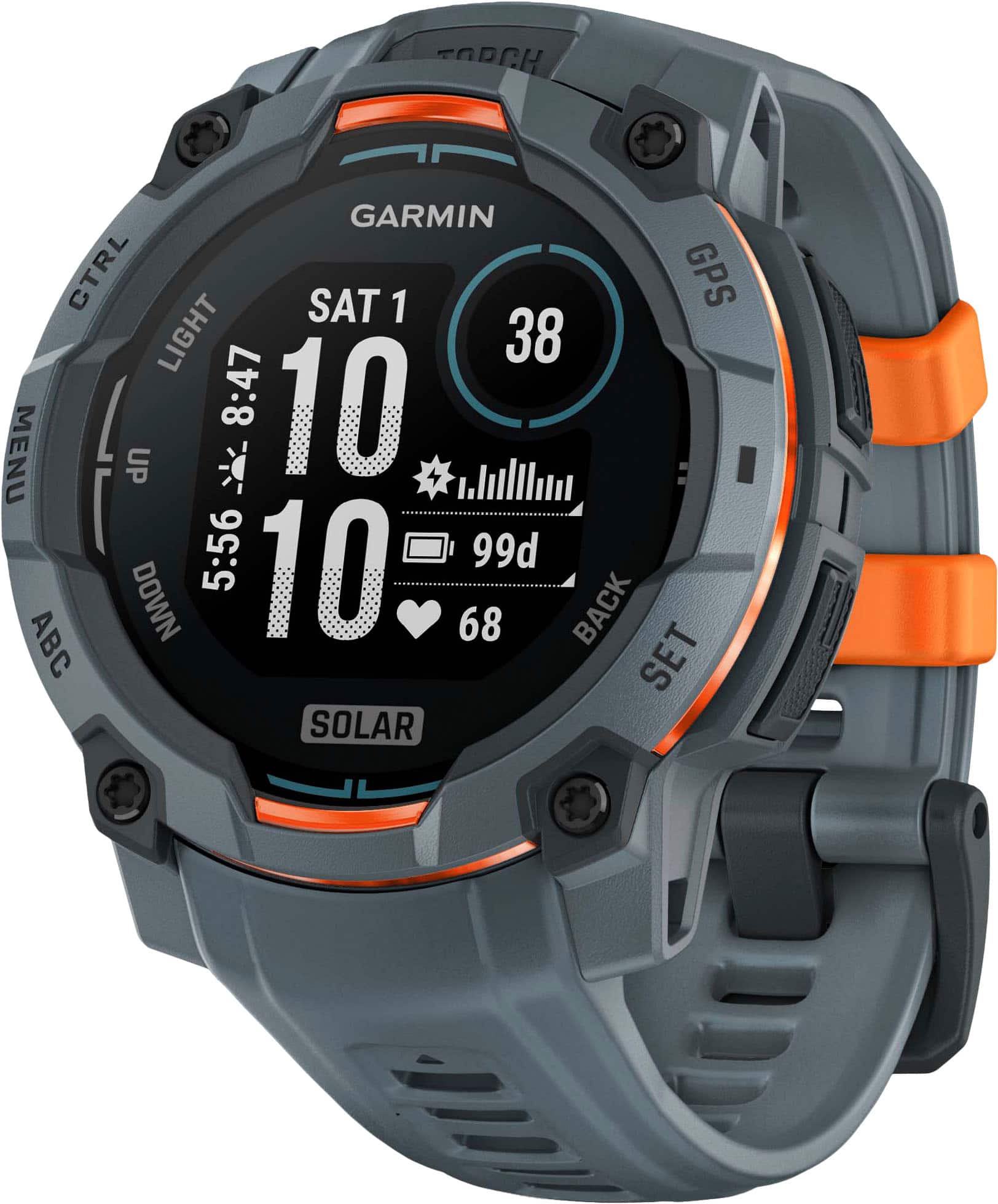 Garmin - Instinct 3 Solar GPS Smartwatch 45 mm Fiber-reinforced Polymer - Twilight with Twilight Band - (2025) - Front_Zoom