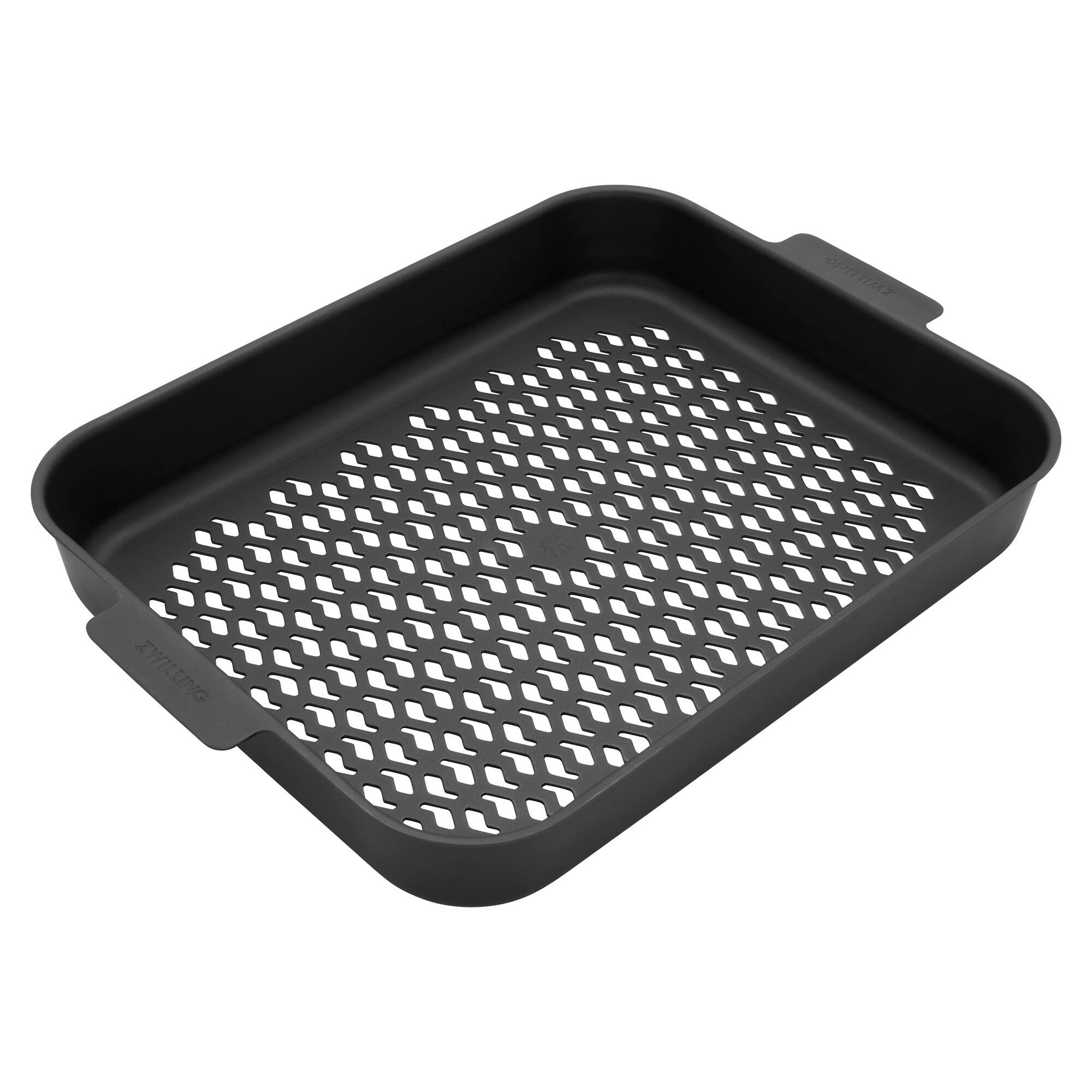 Front. ZWILLING - ZWILLING BBQ+ 17-in x 12-in Perforated Carbon Steel Roaster, Grill Basket - Gray.