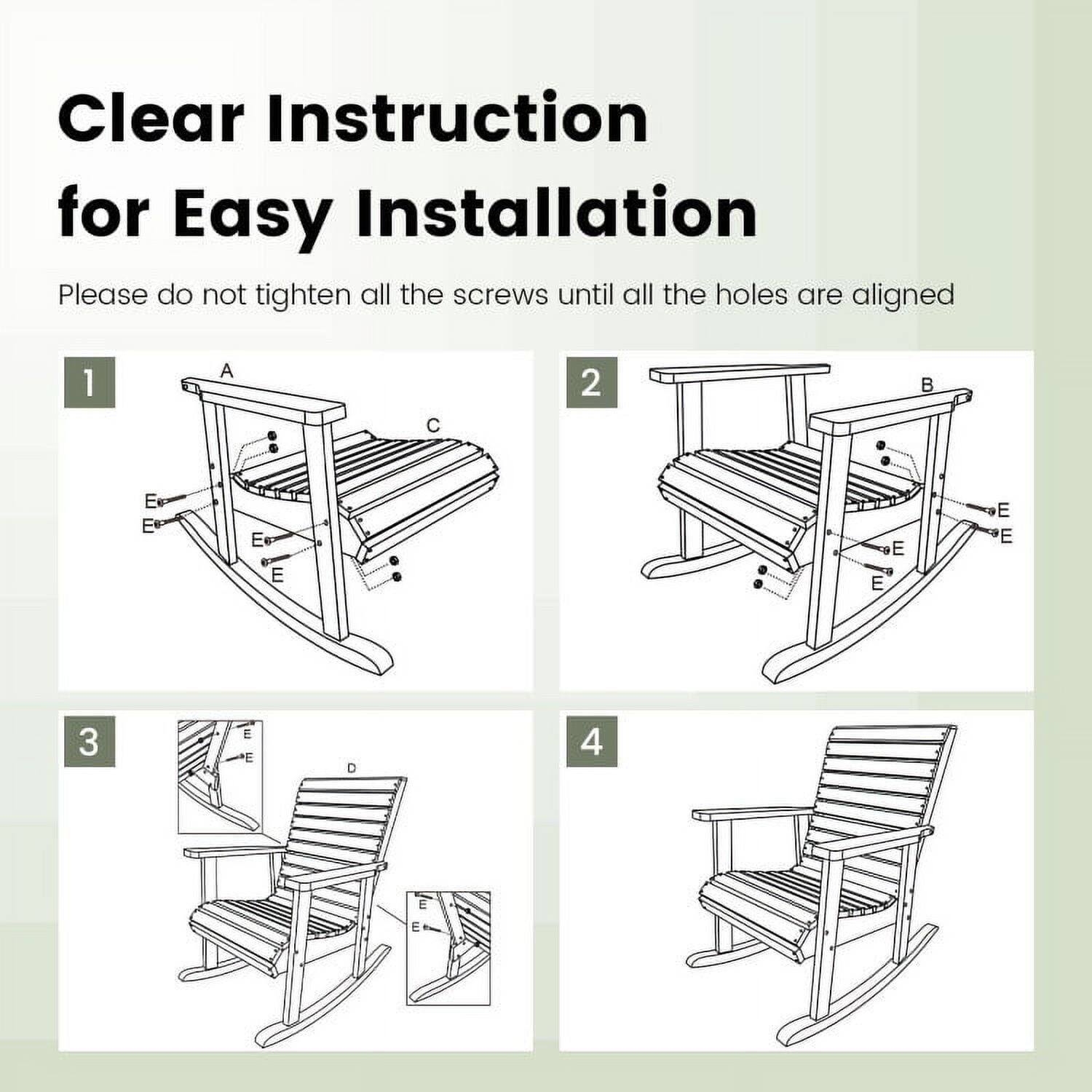 Clear Instruction for Easy Installation

Please do not tighten all the screws until all the holes are aligned

1. A, C, E
2. B, E
3. E, L, O
4. E