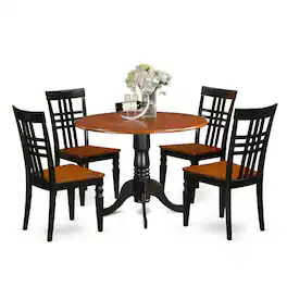 East West Furniture - 5 PC Dining room set with a Dining Table and 4 Dining Chairs in Black and Cherry - Black & Cherry