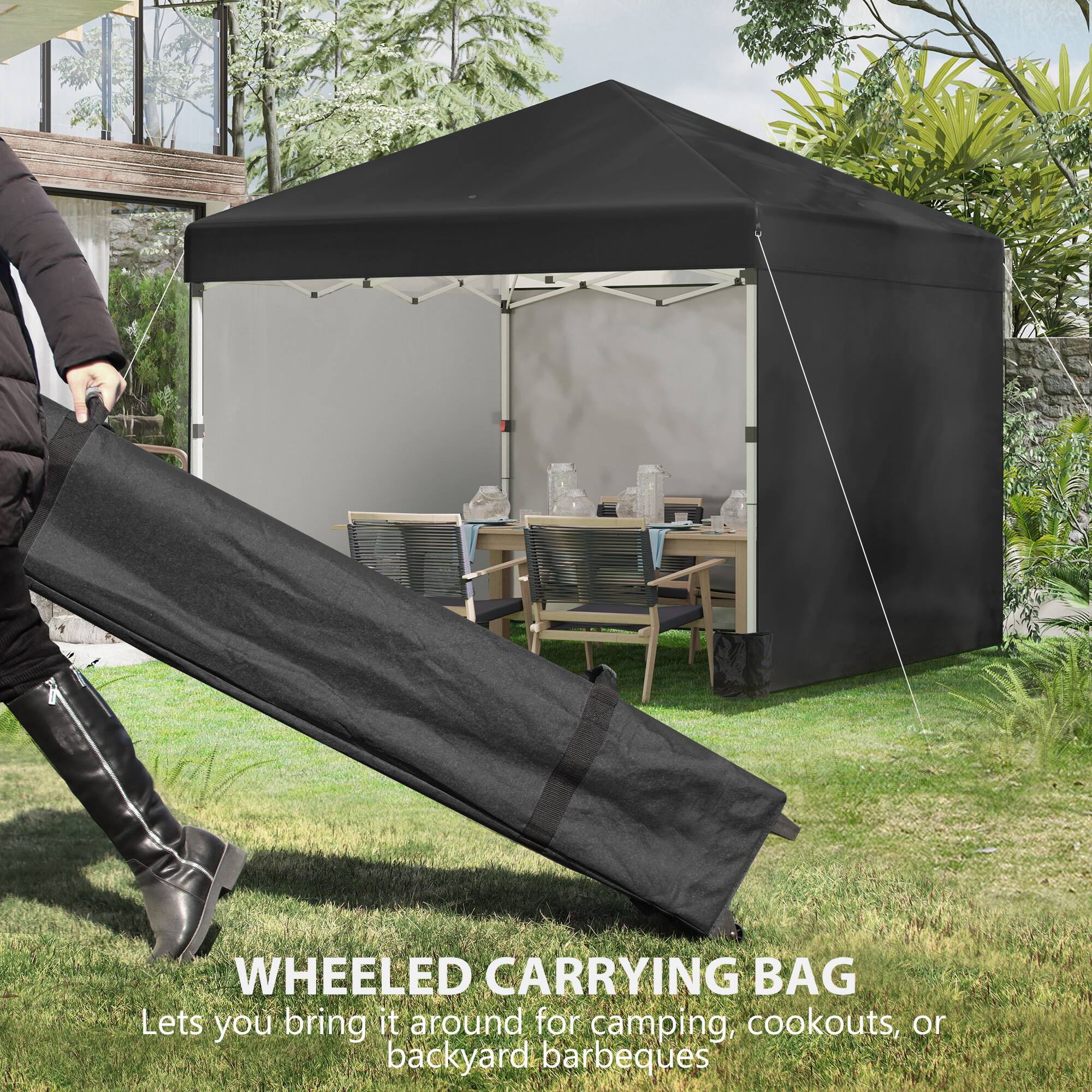 WHEELED CARRYING BAG Lets you bring it around for camping, cookouts, or backyard barbeques