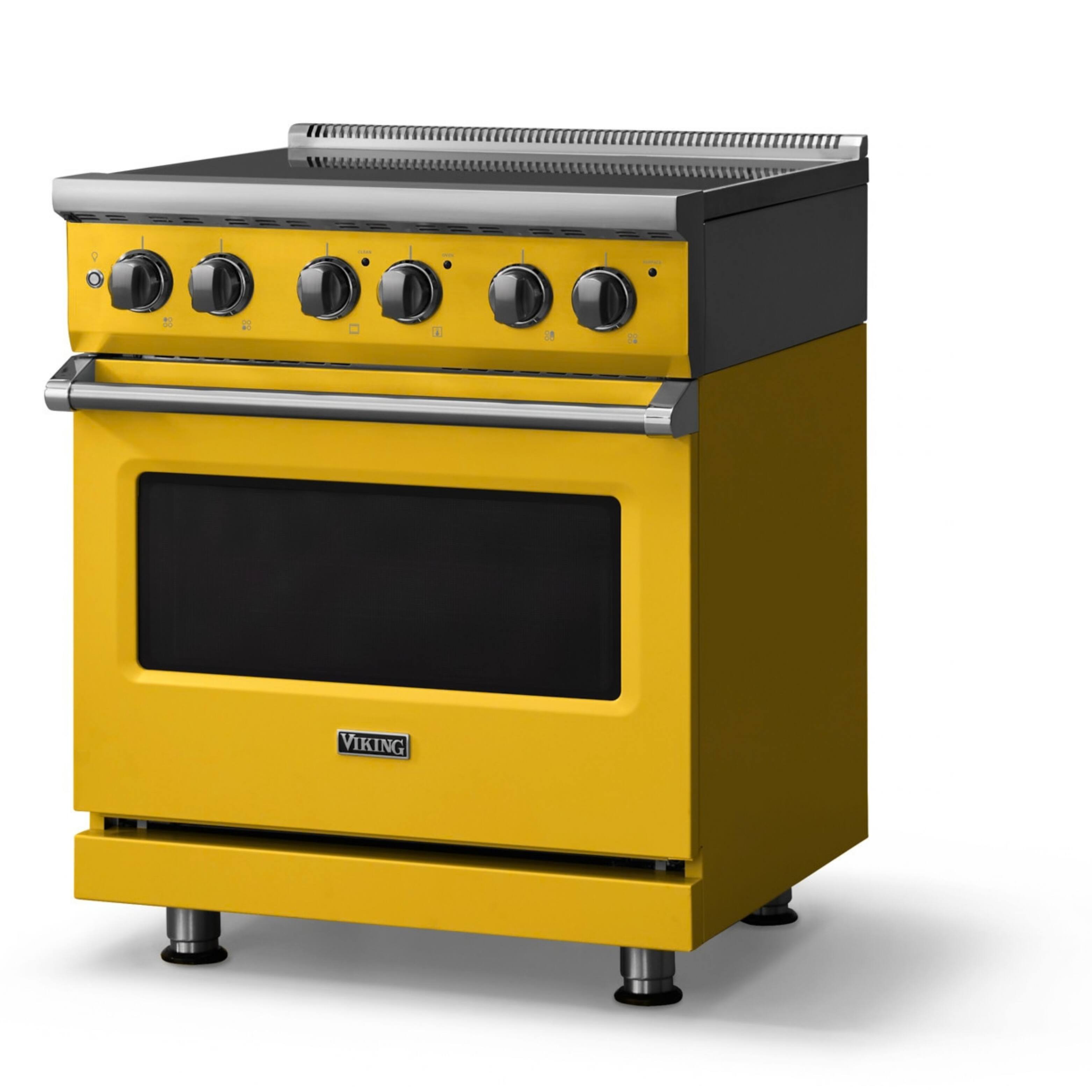 Angle. Viking - 30"W. Pro5S 4.7 Cu. Ft. Freestanding 4 Element  Electric Convection Range - Daffodil - Daffodil.