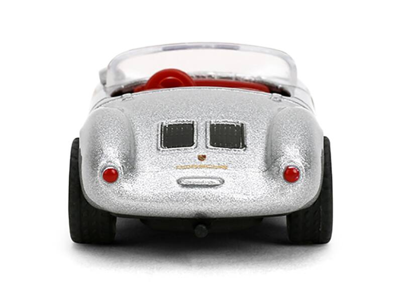 Alt View 1. Majorette - 1955 Porsche 550 Spyder Silver Metallic with Red Interior "Collection" Series 1/64 Diecast Model Car by Majorette - Silver Metallic with Red.