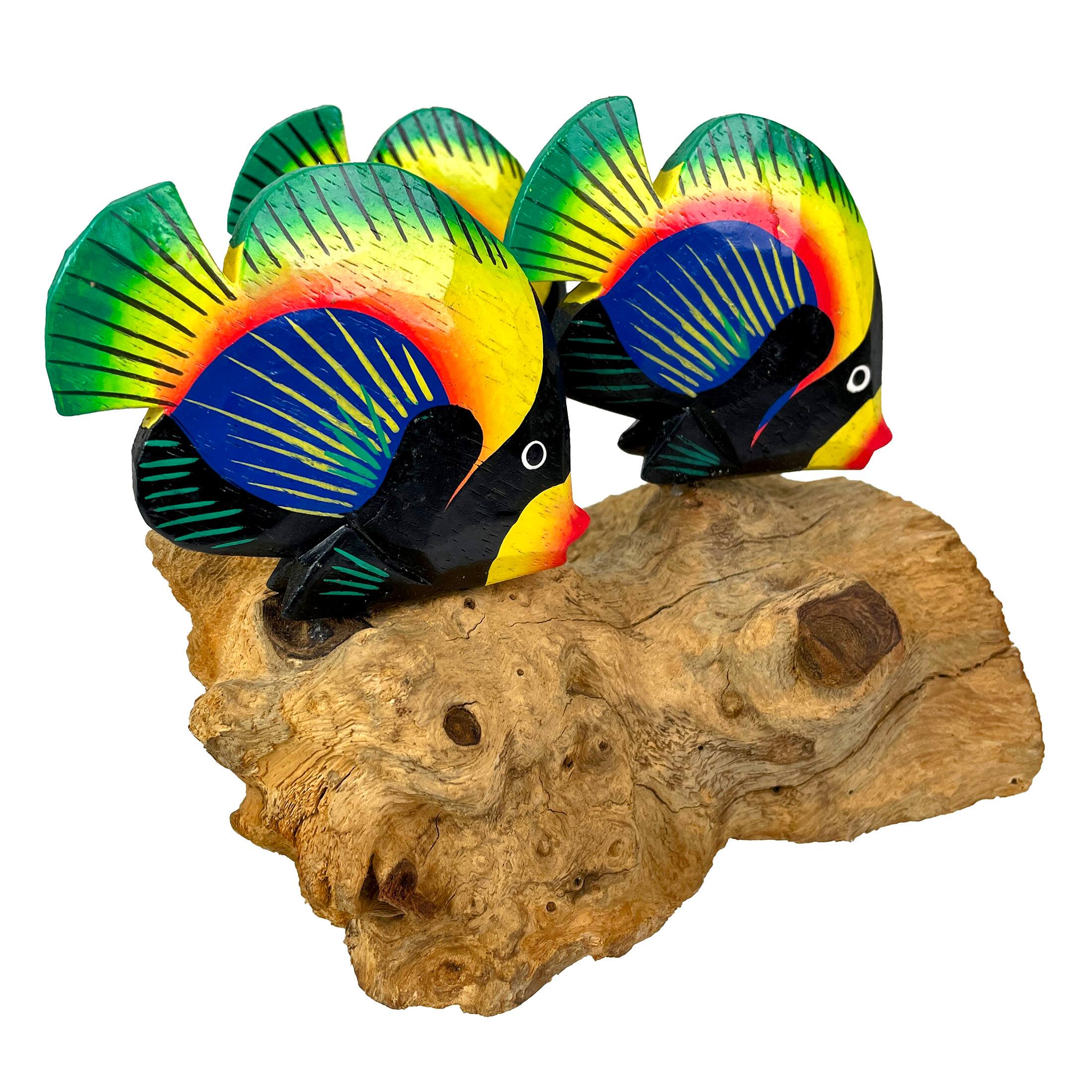 Alt View 8. Chesapeake Bay - Handcrafted Driftwood & 3 Tropical Fish Sculpture Coastal Nautical Table Decor - Multicolored.