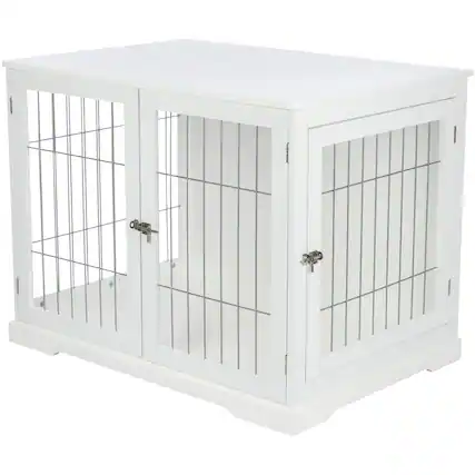 Front. TRIXIE - Dog Crate, Wooden Indoor Kennel Furniture for Dogs Up to 66 lb - White.