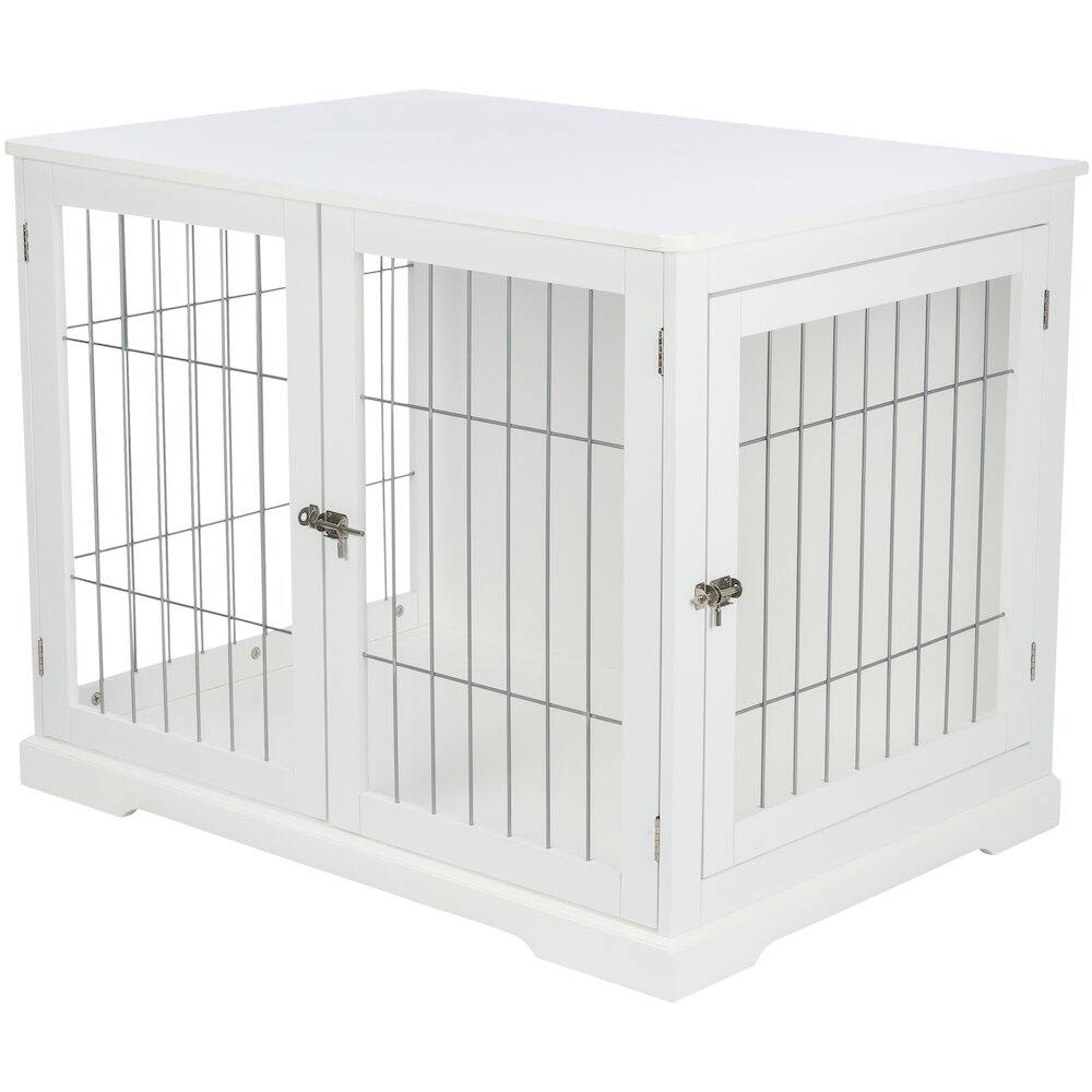 Front. TRIXIE - Dog Crate, Wooden Indoor Kennel Furniture for Dogs Up to 66 lb - White.