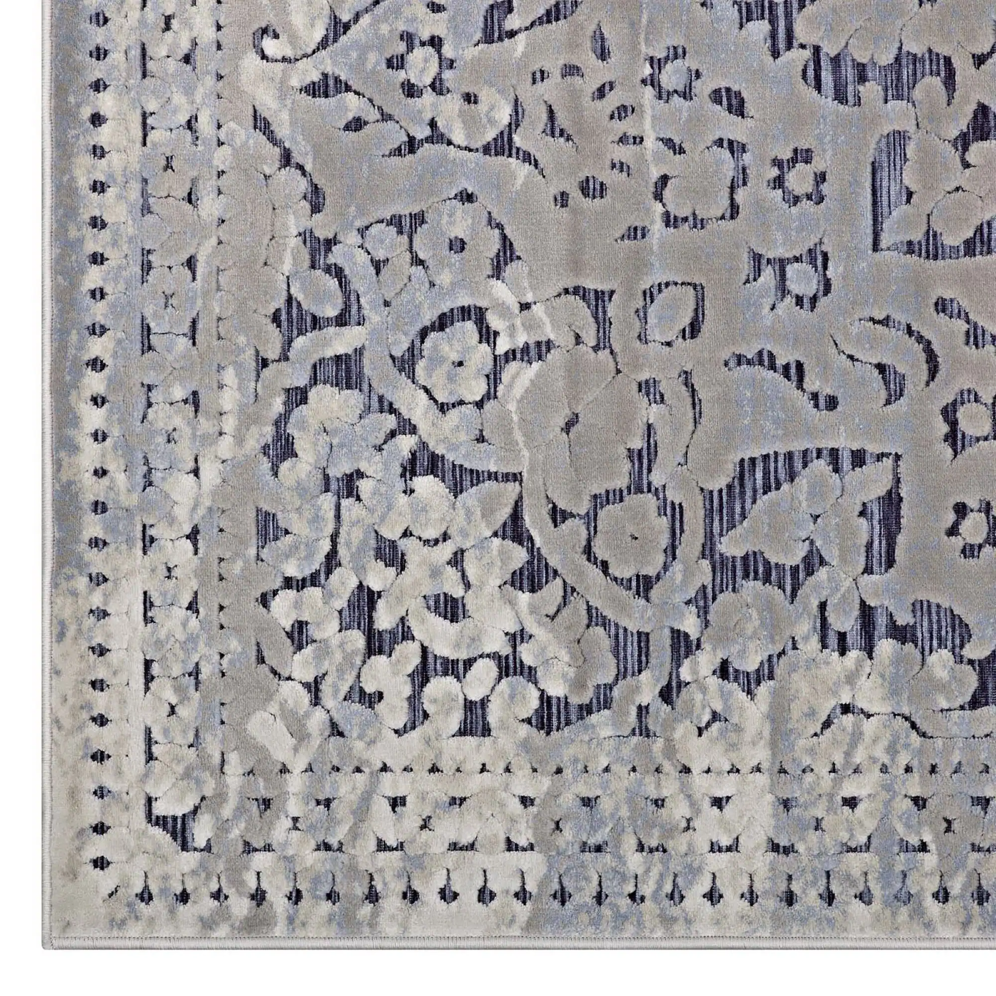 Alt View 1. Modway - Margarida Distressed Vintage Turkish Area Rug - Blue and Cream.