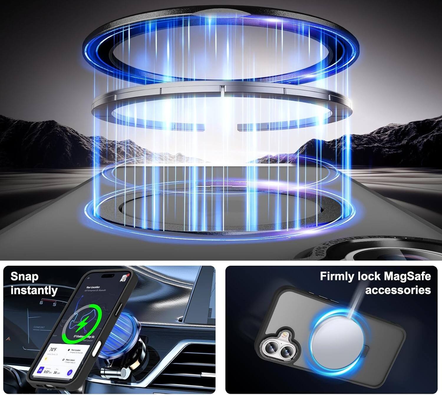 Snap instantly  
Firmly lock MagSafe accessories