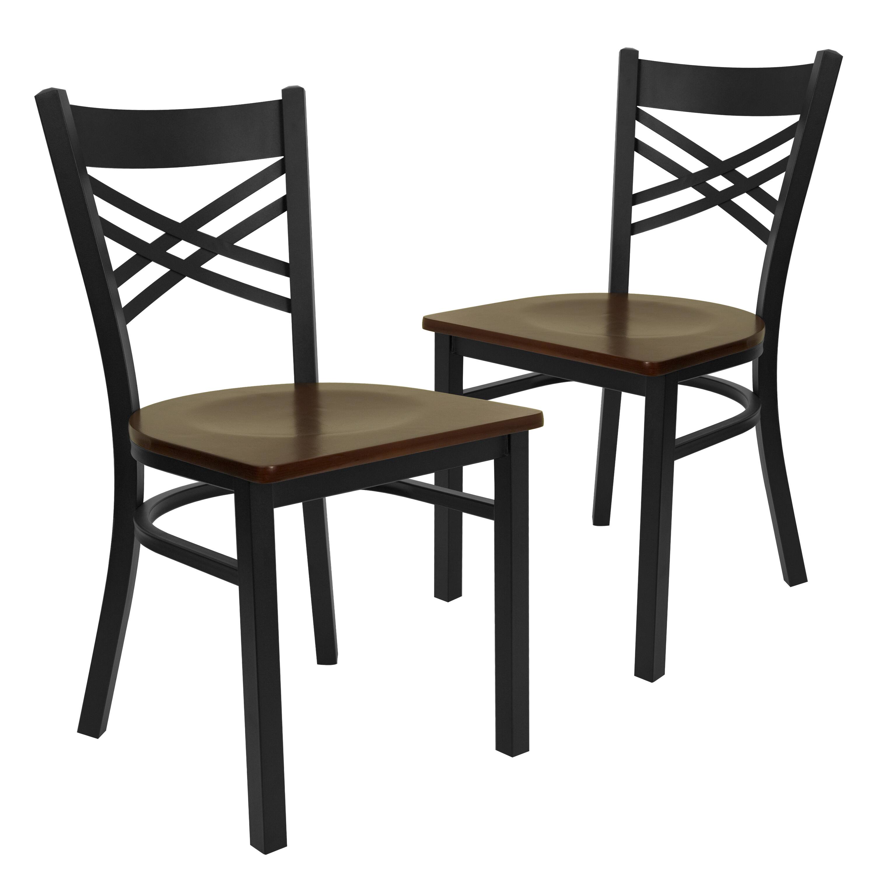 Mahogany Wood Seat/Black Metal Frame
