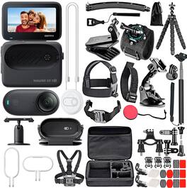 GO 3S - 128 GB 4K Camera + Insta360 GO 3S Action Mount Set + 50-in-1 Accessory Kit + Travel Case - Black