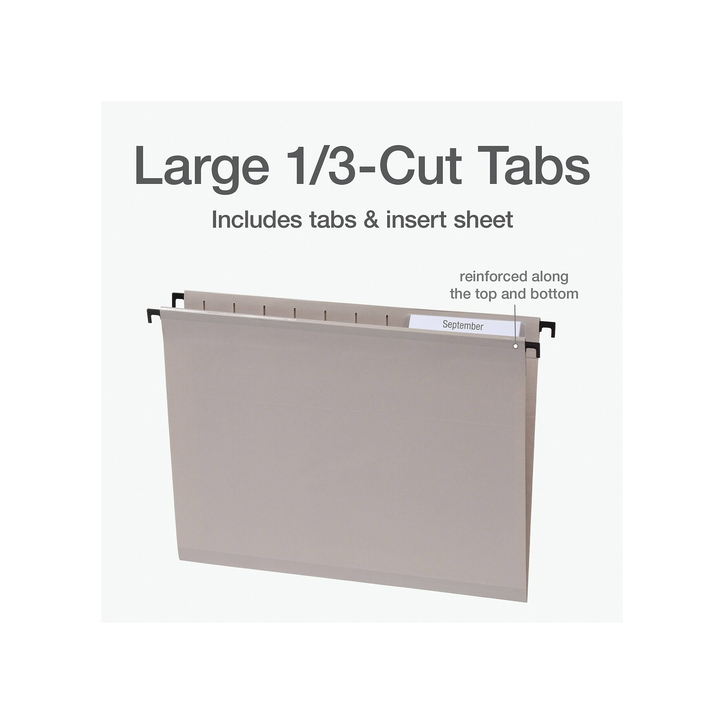 Large 1/3-Cut Tabs  
Includes tabs & insert sheet  
reinforced along the top and bottom  
September