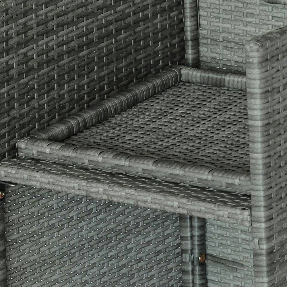 Back. Resenkos - Resenkos 9 Piece Outdoor Rattan Wicker Dining Table and Chairs Furniture Set, Cushions, Light Gray And Dark Gray - Light Gray/Dark Gray.