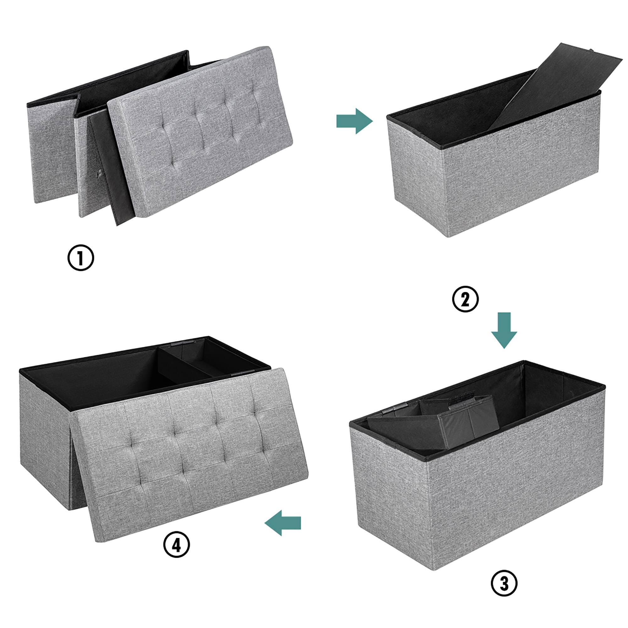 Alt View 7. Costway - Costway 31.5"Fabric Foldable Storage Ottoman Toy Chest W/Removable Storage Bin - Light Grey.