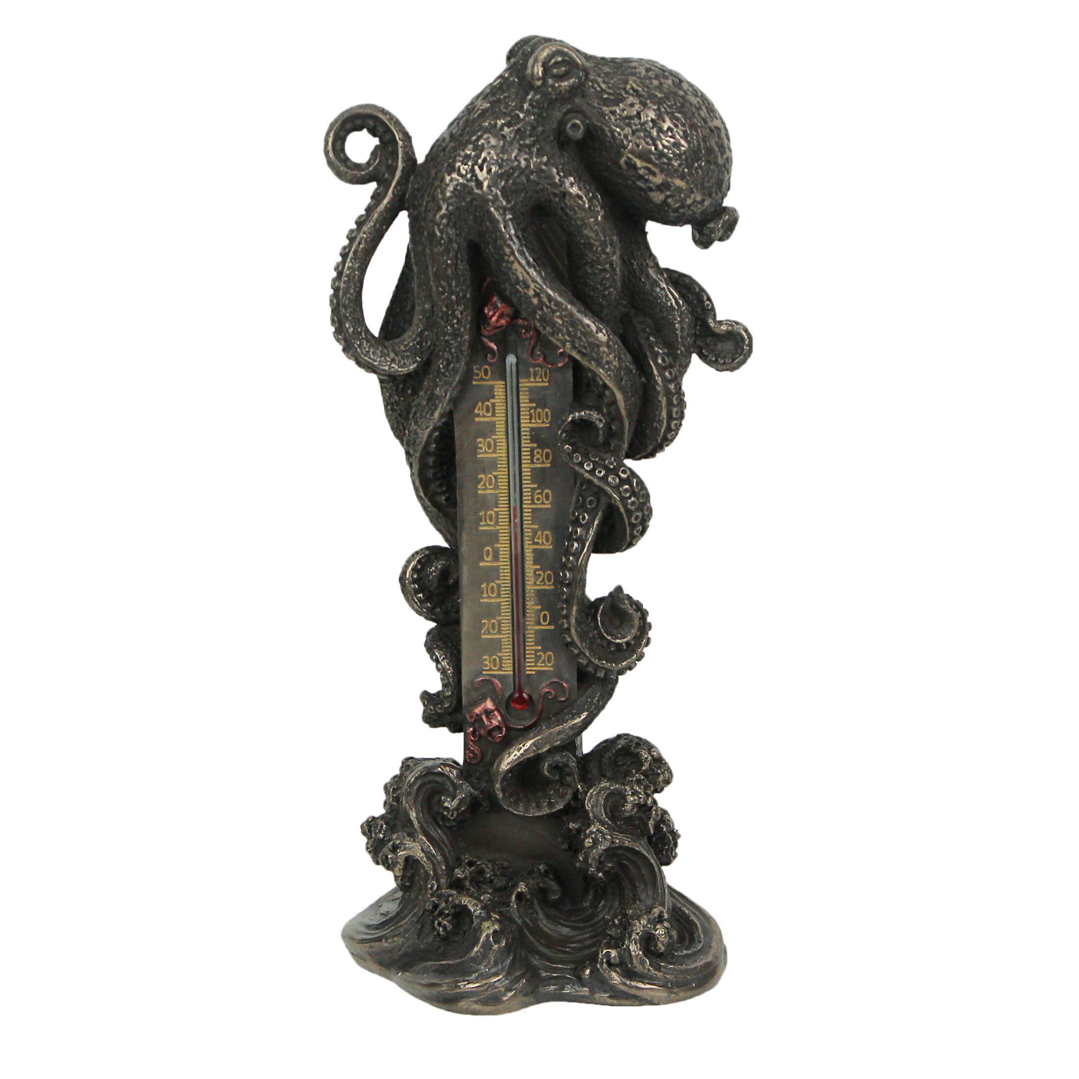 Veronese Design - Perpetual Octopus Precision Mood Teller Tabletop Indoor Thermometer 7.25 Inches High - Bronze