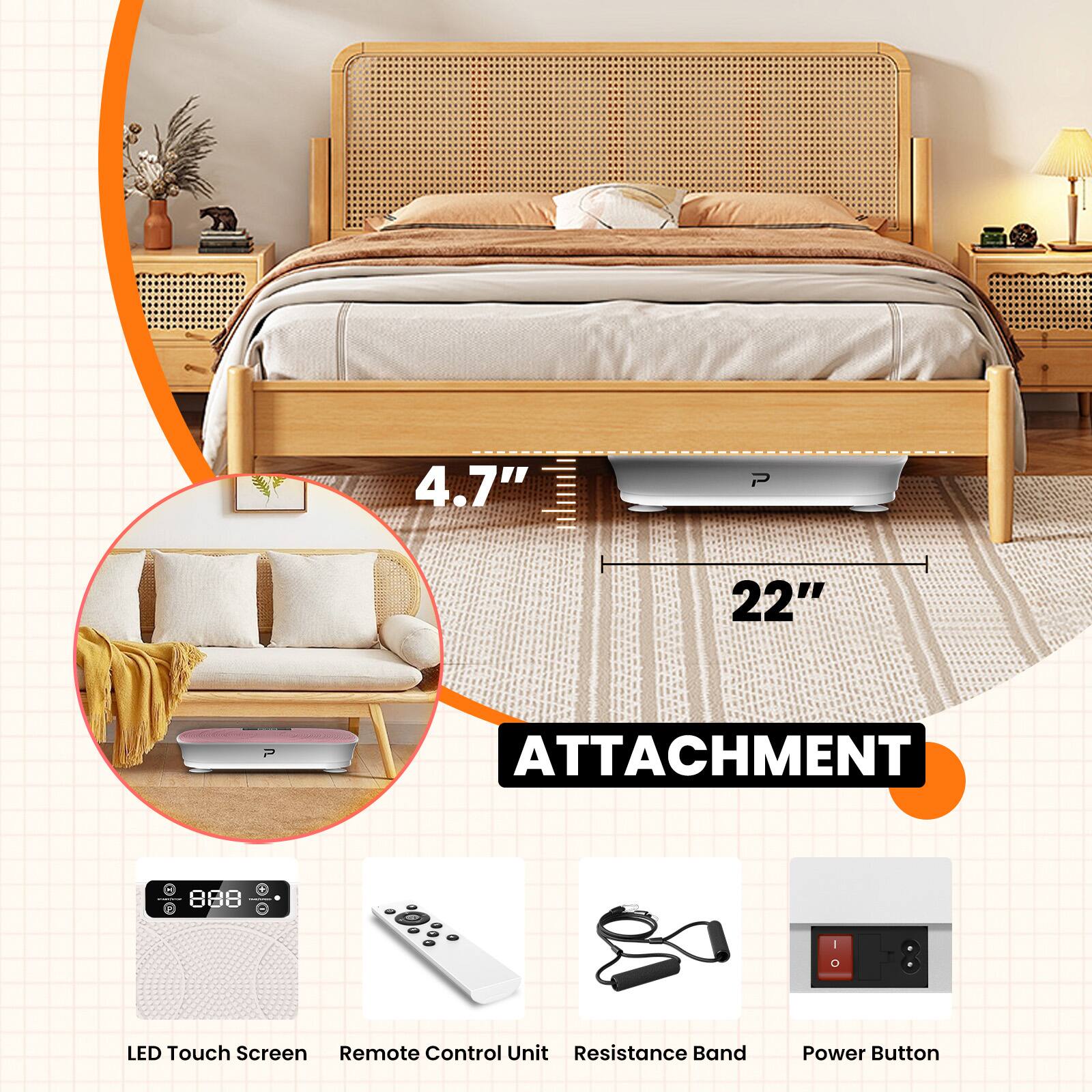 4.7" P 22" P ATTACHMENT 888 I -8 LED Touch Screen Remote Control Unit Resistance Band Power Button