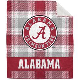 Pegasus - Alabama Crimson Tide 50" x 60" Plaid Flannel Sherpa Plush Blanket - Multicolor