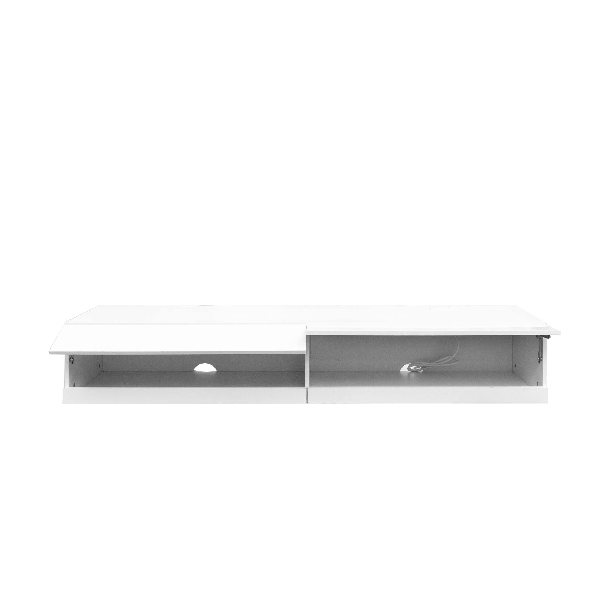 Alt View 7. GOODSILO - Wall Mounted Floating TV Stand with LED Lights and Charging Station - White.