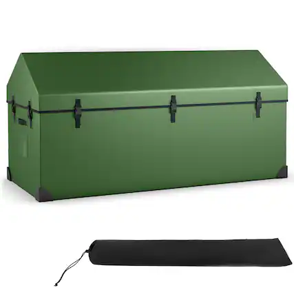 Front. Gymax - Gymax 174 Gallon Outdoor Tool Box All Weather Tarpaulin Deck Box w/ Convenient Handles - Green.