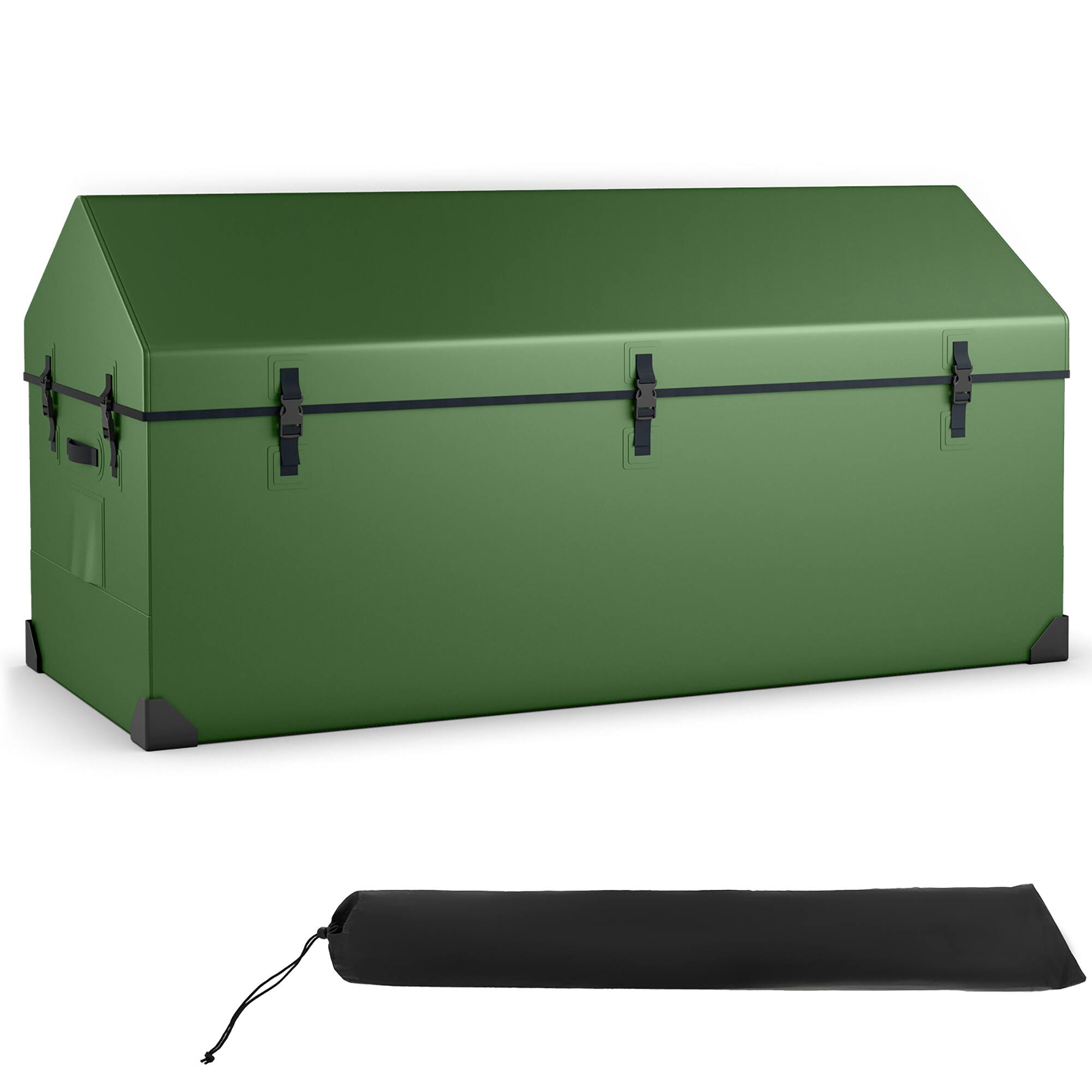 Front. Gymax - Gymax 174 Gallon Outdoor Tool Box All Weather Tarpaulin Deck Box w/ Convenient Handles - Green.
