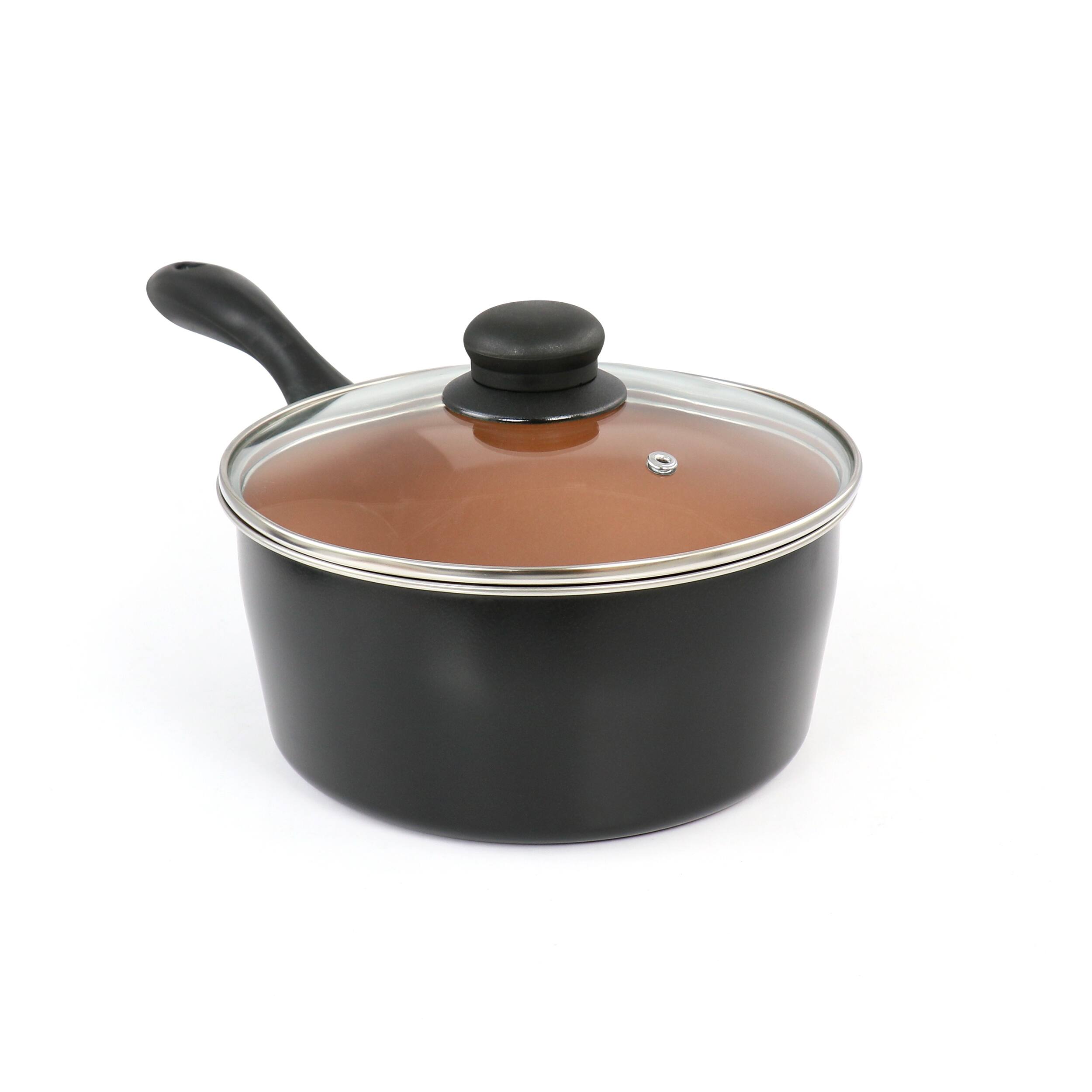 Alt View 2. Gibson - Gibson Home Armada 7 Piece Carbon Steel Nonstick Cookware Set in Black and Copper - Black.
